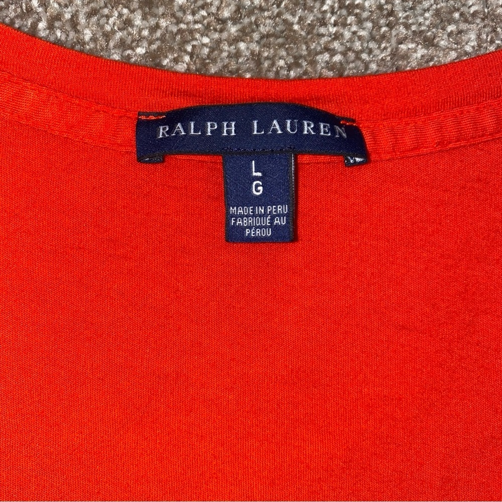 Ralph Lauren Women’s Red V-Neck T-Shirt With Yellow Pony - Picture 3 of 5